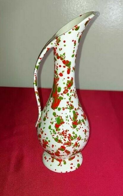 Vintage Drip Splatter Glaze Vase Christmas Holland Mold Pottery Mid Century Mcm