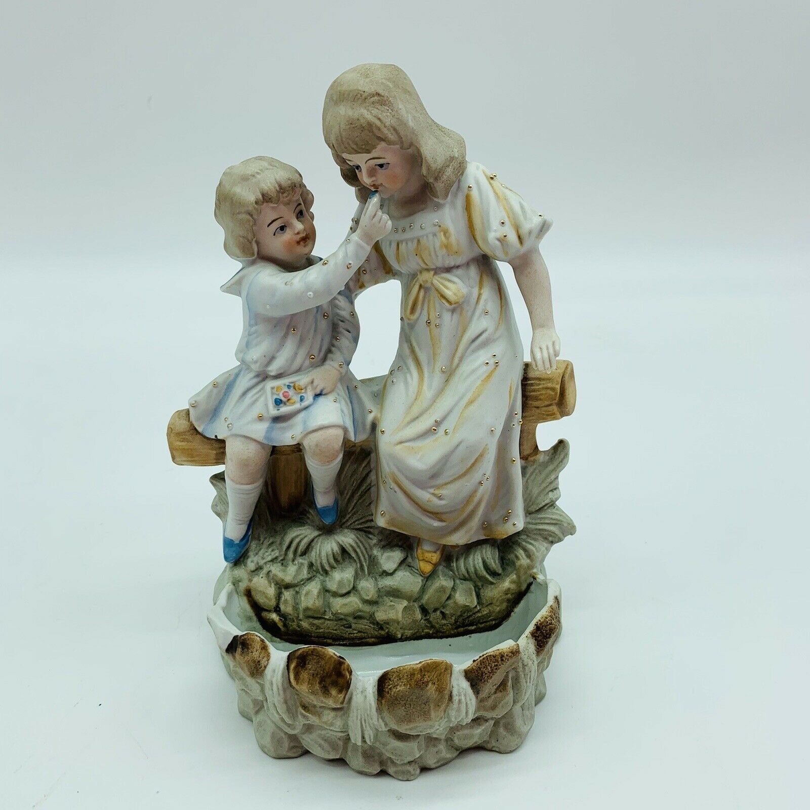 Children Eating Candy At The Well Ceramic/bisque/porcelain 7”
