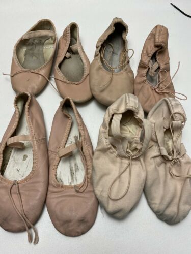 Lot 4 Young Girls Ballet Slippers Shoes Mix Sizes 12-2 1/2 Dance Dress Up Play