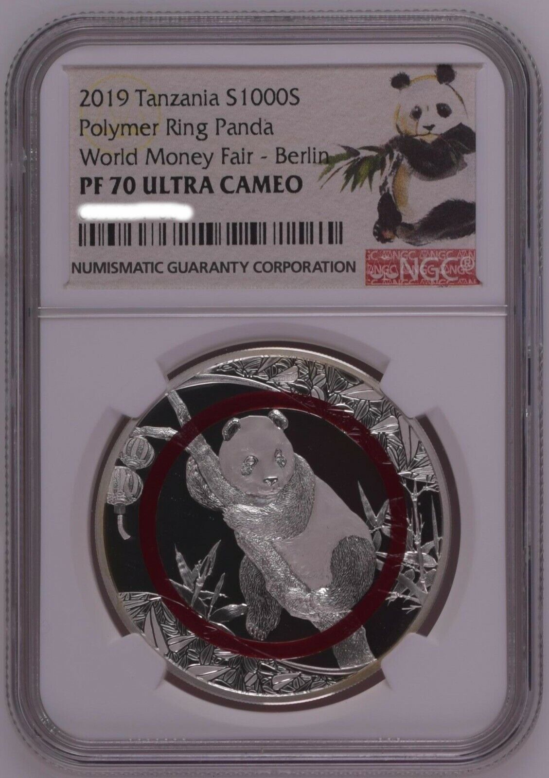 Ngc Pf70 Tanzania 2019 Polymer Ring Panda Berlin World Money Fair Silver Coin