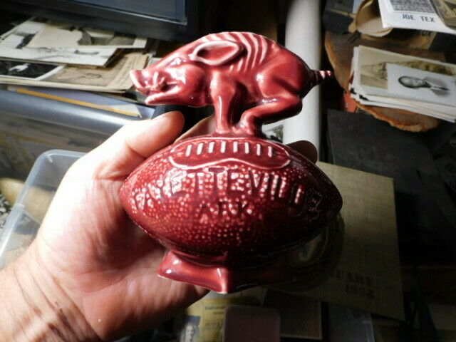 Vintage Arkansas Razorbacks Football Mascot Pottery Figurine